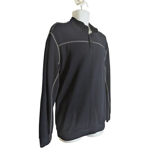 Rown Men's Navy Blue 1/4 Snap up Long Sleeve Shirt Size M - Picture 3 of 8